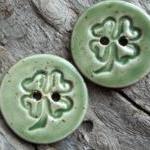 Four Leaf Clover Soft Green Speckled Button