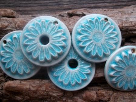 Flower Shaped Handmade Ceramic Pendant